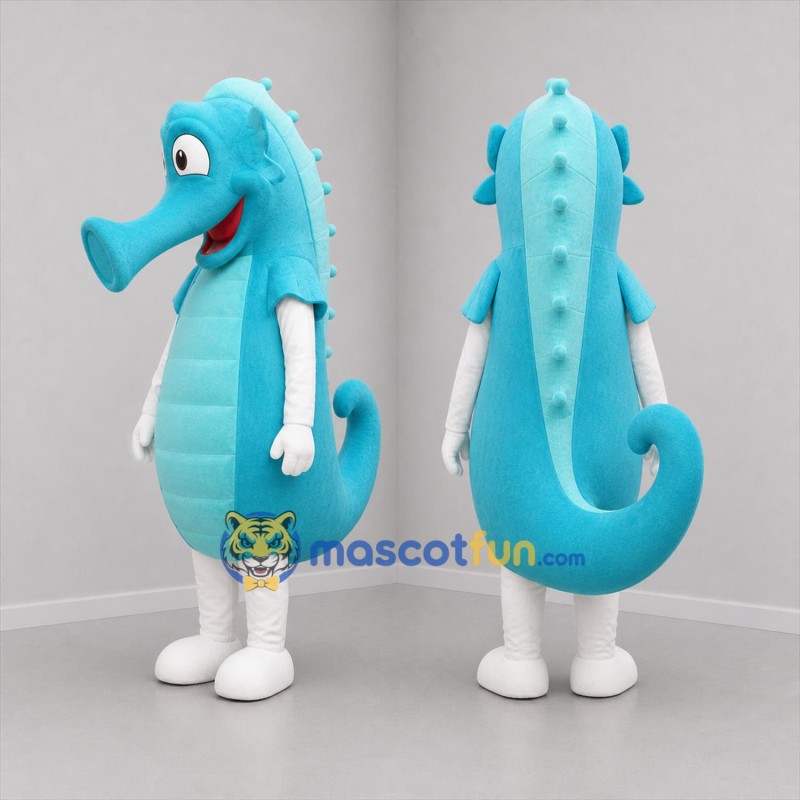 Custom Turquoise Seahorse Mascot Costume Adult Full Body Suit for Ocean Events