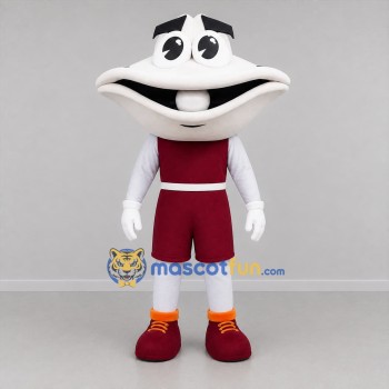 Custom White and Burgundy Clam Mascot Costume Adult Full Body Suit for Seafood Events