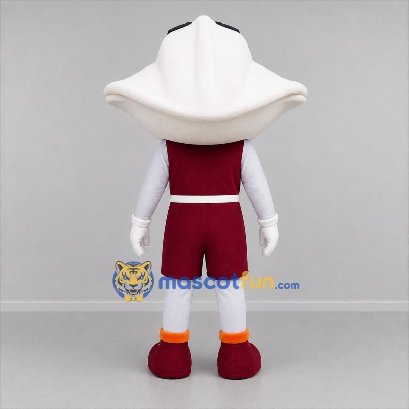 Custom White and Burgundy Clam Mascot Costume Adult Full Body Suit for Seafood Events