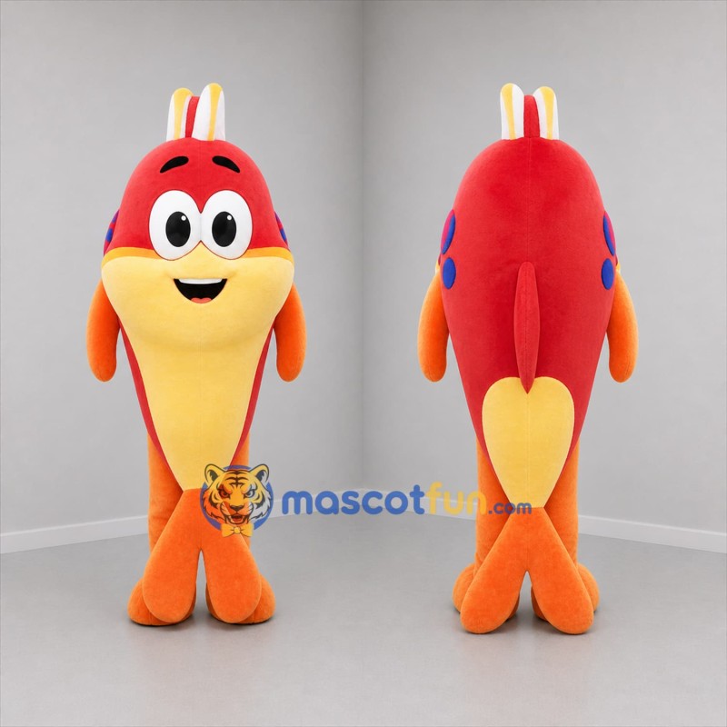 Custom Red Yellow and Orange Fish Mascot Costume Adult Full Body Suit for Ocean Events