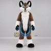 Custom Brown White and Blue Dog Mascot Costume Adult Full Body Suit for Costume Parties