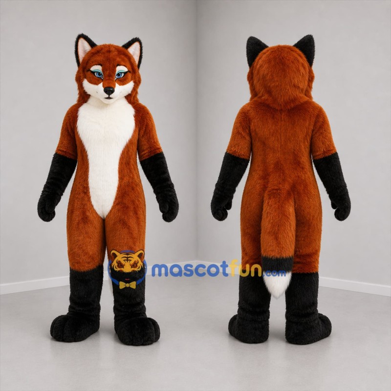 Custom Orange Black and White Fox Mascot Costume Adult Full Body Suit for Nature Events