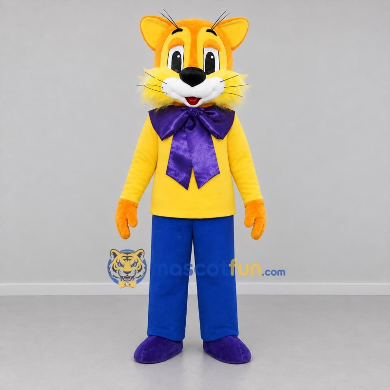 Custom Yellow and Blue Cat Mascot Costume Adult Full Body Suit for Children's Events