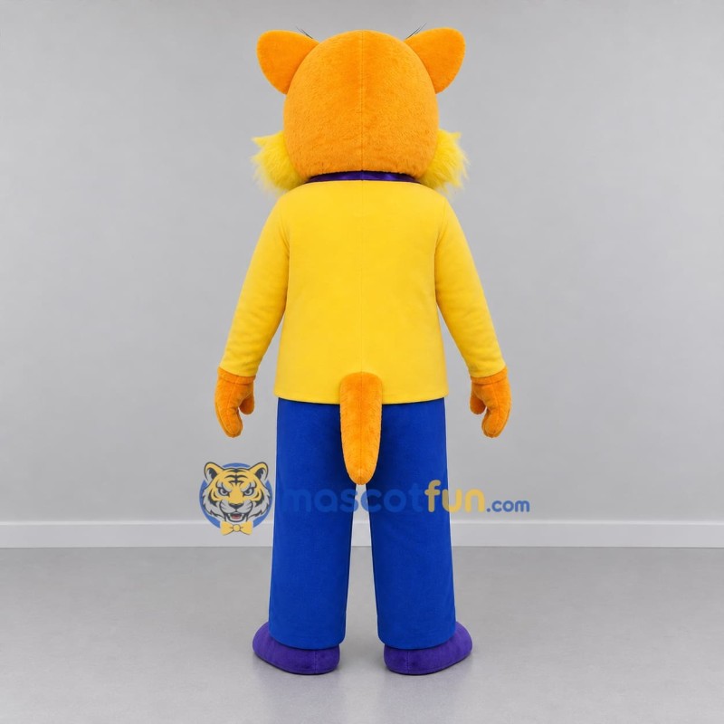 Custom Yellow and Blue Cat Mascot Costume Adult Full Body Suit for Children's Events