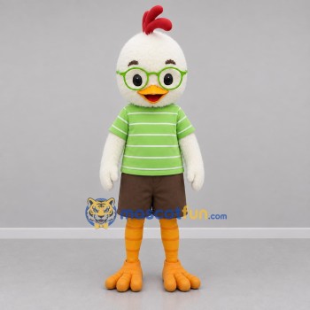 Custom White and Green Chicken Mascot Costume Adult Full Body Suit for School Events