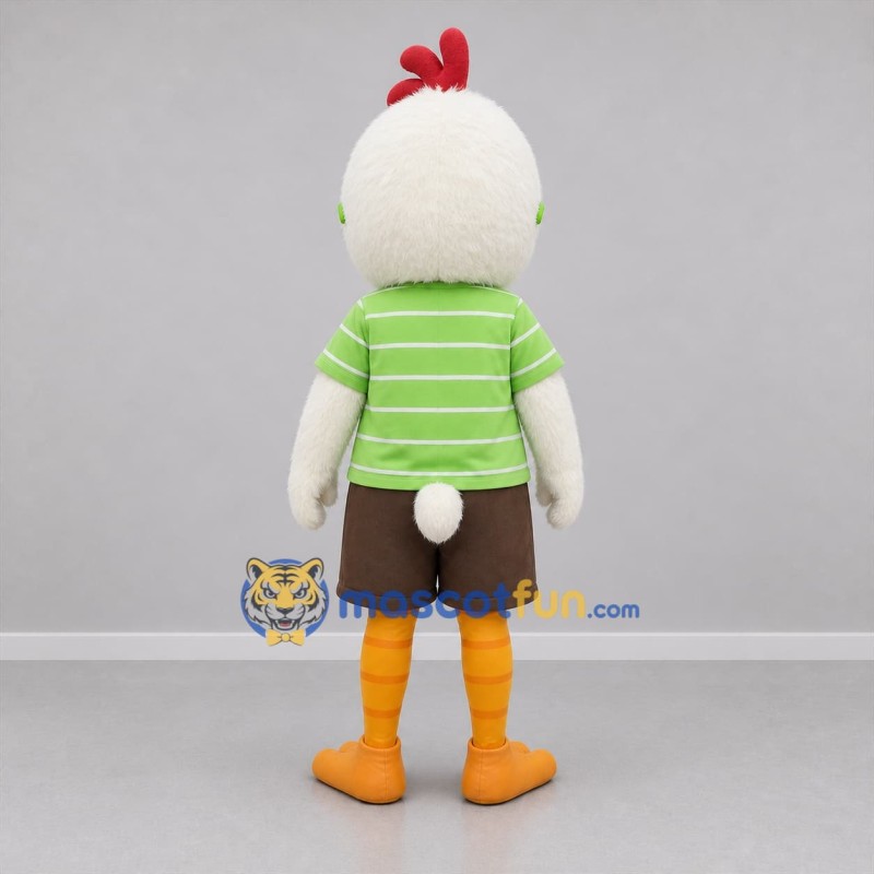 Custom White and Green Chicken Mascot Costume Adult Full Body Suit for School Events