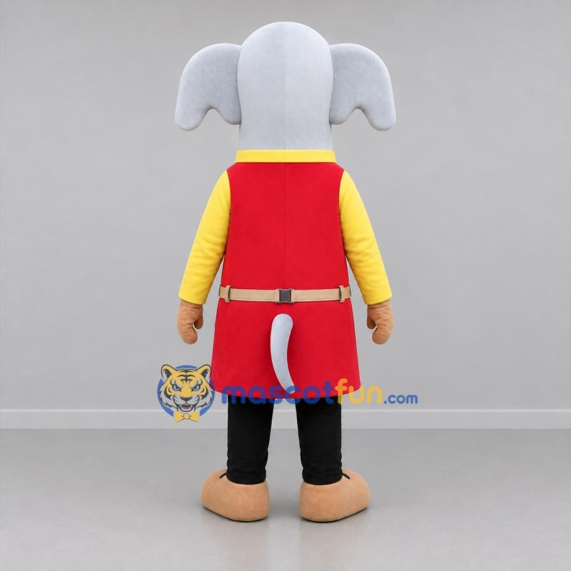 Custom Gray Red and Yellow Worker Elephant Mascot Costume Adult Full Body Suit for Community Events