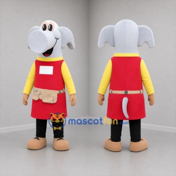 Custom Gray Red and Yellow Worker Elephant Mascot Costume Adult Full Body Suit for Community Events