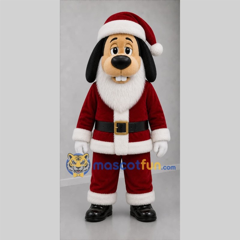 Custom Red and White Santa Dog Mascot Costume Adult Full Body Suit for Christmas Events