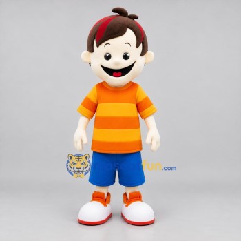 Custom Orange and Blue Boy Mascot Costume Adult Full Body Suit for Children's Events