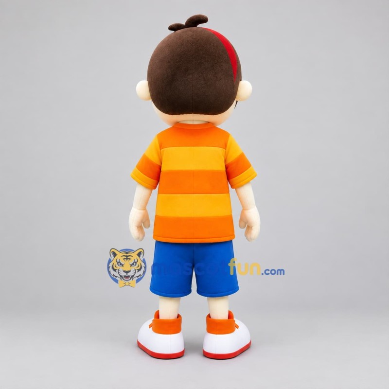 Custom Orange and Blue Boy Mascot Costume Adult Full Body Suit for Children's Events