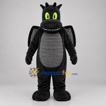 Custom Black and Gray Dragon Mascot Costume Adult Full Body Suit for Fantasy Events