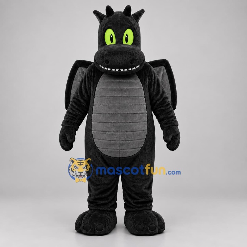 Custom Black and Gray Dragon Mascot Costume Adult Full Body Suit for Fantasy Events