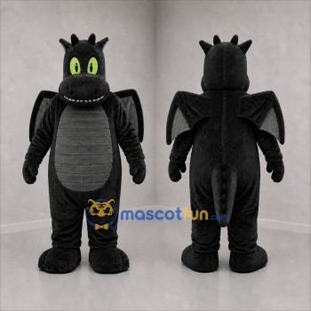Custom Black and Gray Dragon Mascot Costume Adult Full Body Suit for Fantasy Events