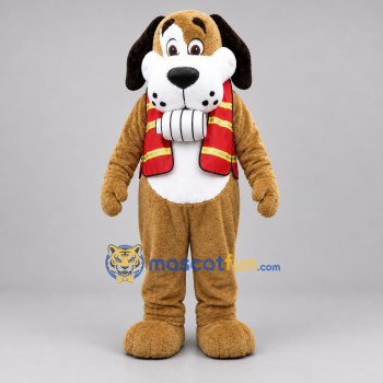 Custom Brown and Red Dog Mascot Costume Adult Full Body Suit for Winter Events