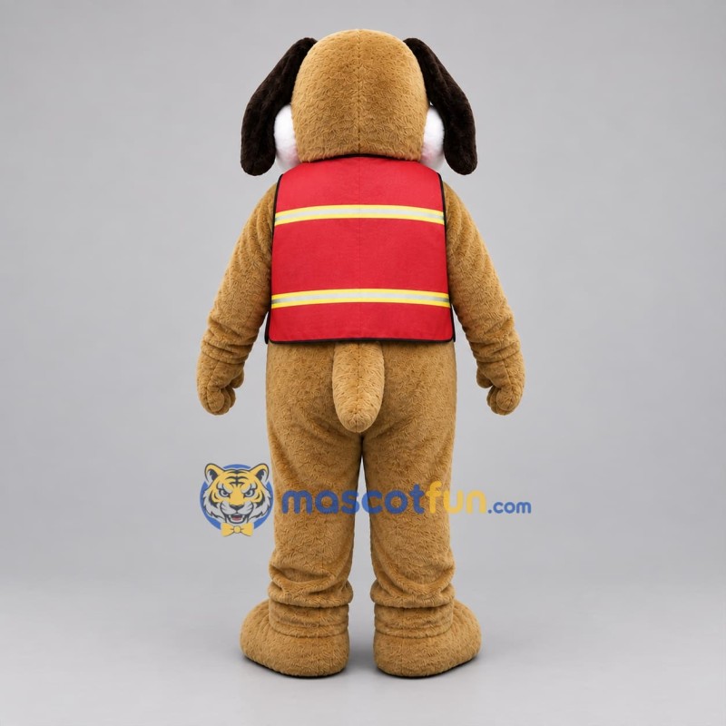 Custom Brown and Red Dog Mascot Costume Adult Full Body Suit for Winter Events