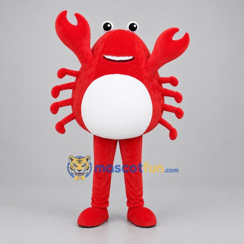 Custom Red and White Crab Mascot Costume Adult Full Body Suit for Seafood Promotions