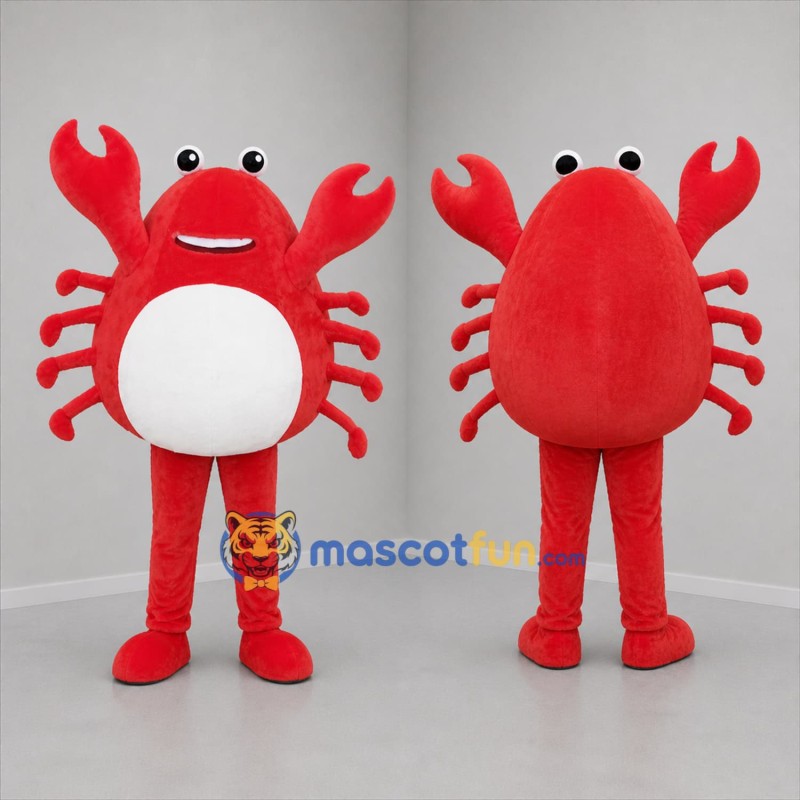 Custom Red and White Crab Mascot Costume Adult Full Body Suit for Seafood Promotions