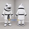 Custom White and Black Martial Arts Shark Mascot Costume Adult Full Body Suit for Sports Events