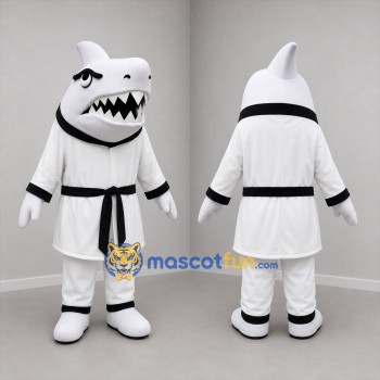 Custom White and Black Martial Arts Shark Mascot Costume Adult Full Body Suit for Sports Events