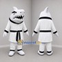 Custom White and Black Martial Arts Shark Mascot Costume Adult Full Body Suit for Sports Events