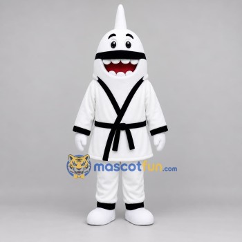 Custom White and Black Martial Arts Shark Mascot Costume Adult Full Body Suit for Sports Events