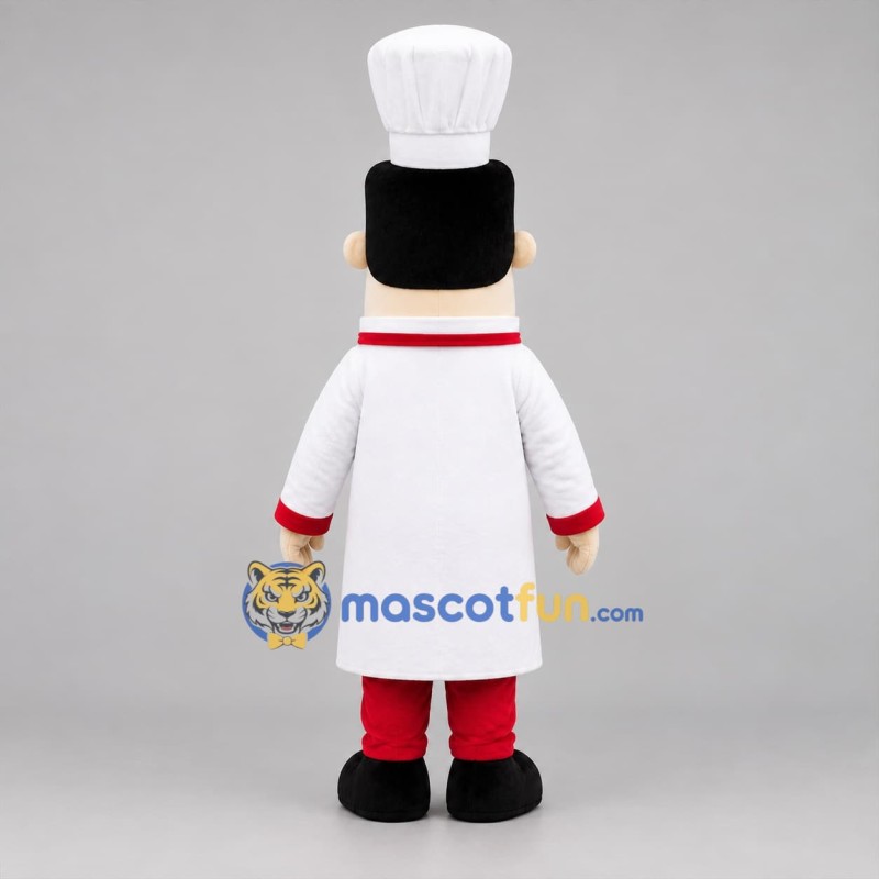Custom White and Red Chef Mascot Costume Adult Full Body Suit for Restaurant Promotions
