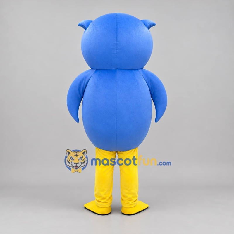 Custom Blue White and Yellow Owl Mascot Costume Adult Full Body Suit for School Events