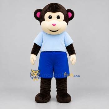 Custom Brown and Blue Monkey Mascot Costume Adult Full Body Suit for Children's Events