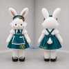 Custom White and Teal Rabbit Girl Mascot Costume Adult Full Body Suit for Easter Events