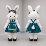Custom White and Teal Rabbit Girl Mascot Costume Adult Full Body Suit for Easter Events