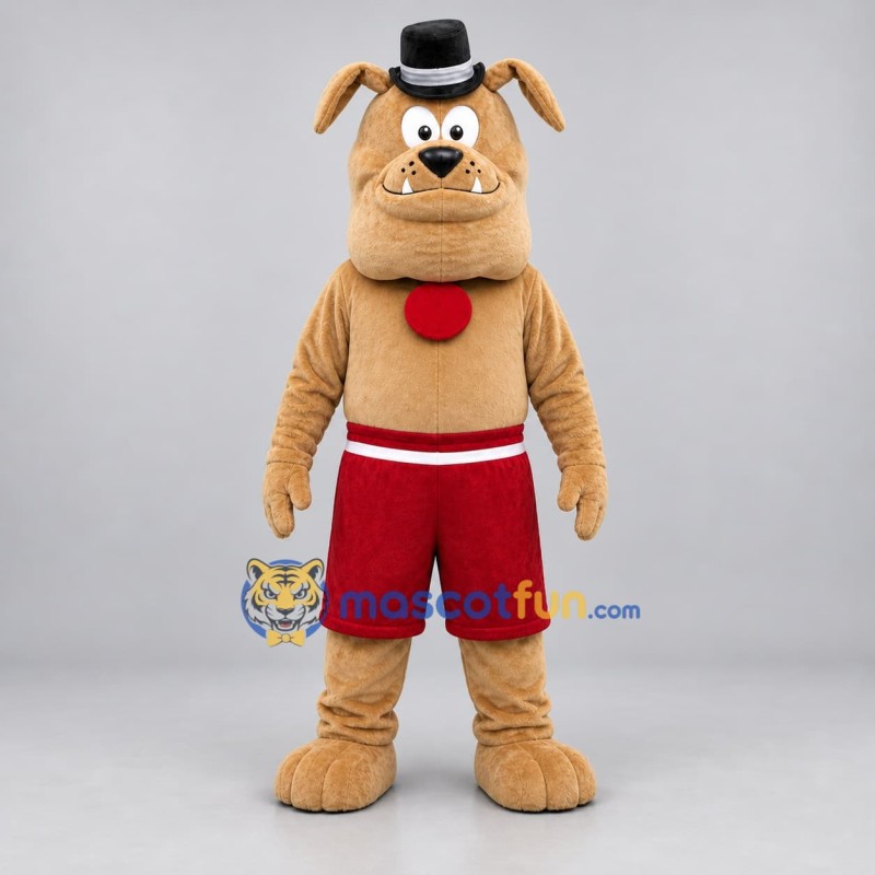 Custom Tan and Red Bulldog Mascot Costume Adult Full Body Suit for Sports Events