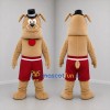 Custom Tan and Red Bulldog Mascot Costume Adult Full Body Suit for Sports Events