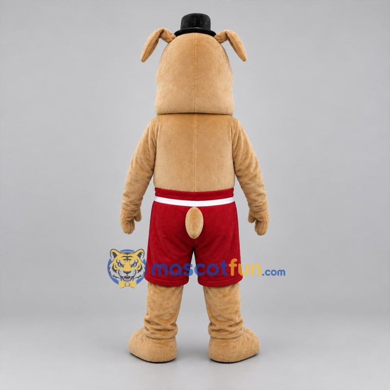 Custom Tan and Red Bulldog Mascot Costume Adult Full Body Suit for Sports Events
