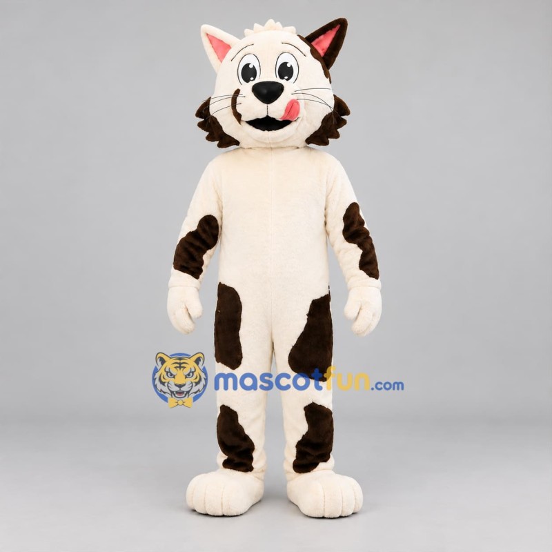 Custom White and Brown Cat Mascot Costume Adult Full Body Suit for Pet Events