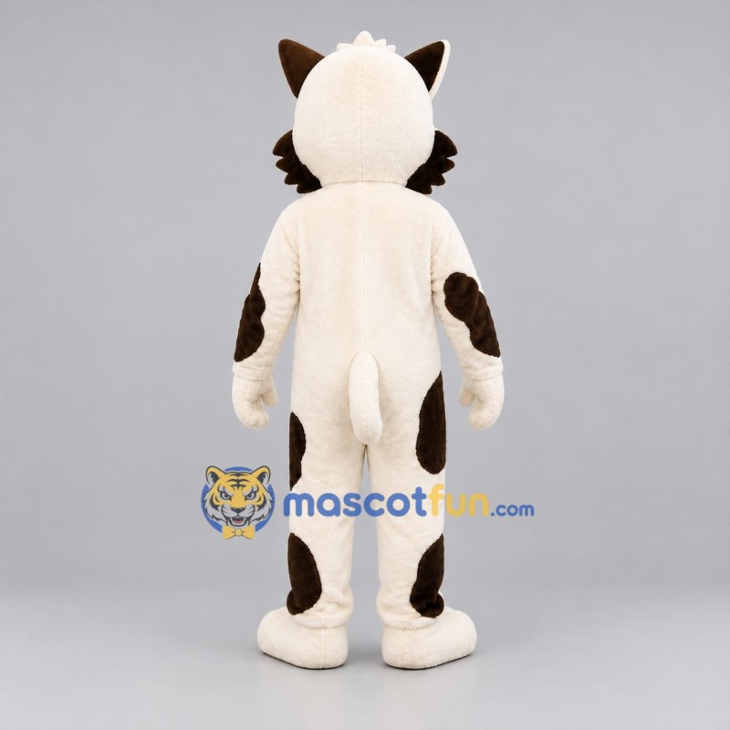 Custom White and Brown Cat Mascot Costume Adult Full Body Suit for Pet Events