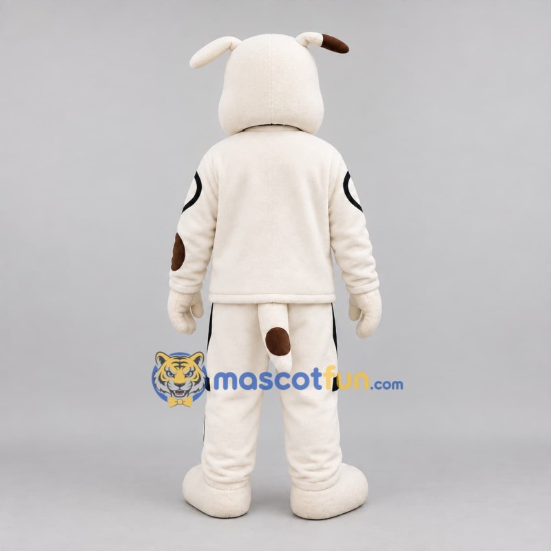 Custom White and Brown Bulldog Mascot Costume Adult Full Body Suit for Sports Events