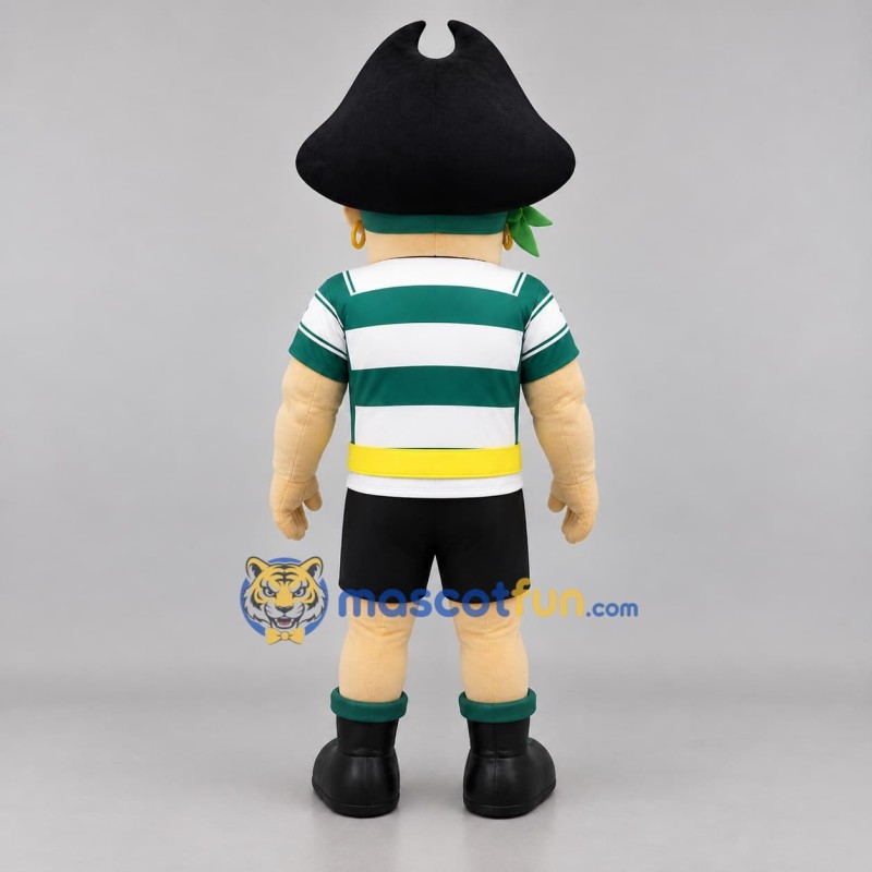 Custom Green White and Black Pirate Mascot Costume Adult Full Body Suit for Costume Parties
