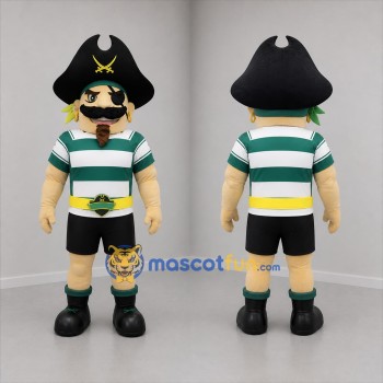 Custom Green White and Black Pirate Mascot Costume Adult Full Body Suit for Costume Parties