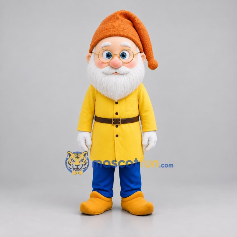 Custom Yellow and Orange Gnome Mascot Costume Adult Full Body Suit for Garden Events