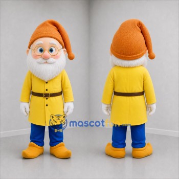 Custom Yellow and Orange Gnome Mascot Costume Adult Full Body Suit for Garden Events
