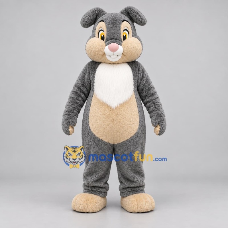 Custom Gray and Cream Rabbit Mascot Costume Adult Full Body Suit for Easter Events