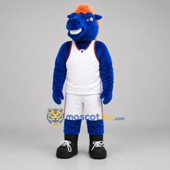 Custom Blue White and Orange Basketball Horse Mascot Costume Adult Full Body Suit for Basketball Games