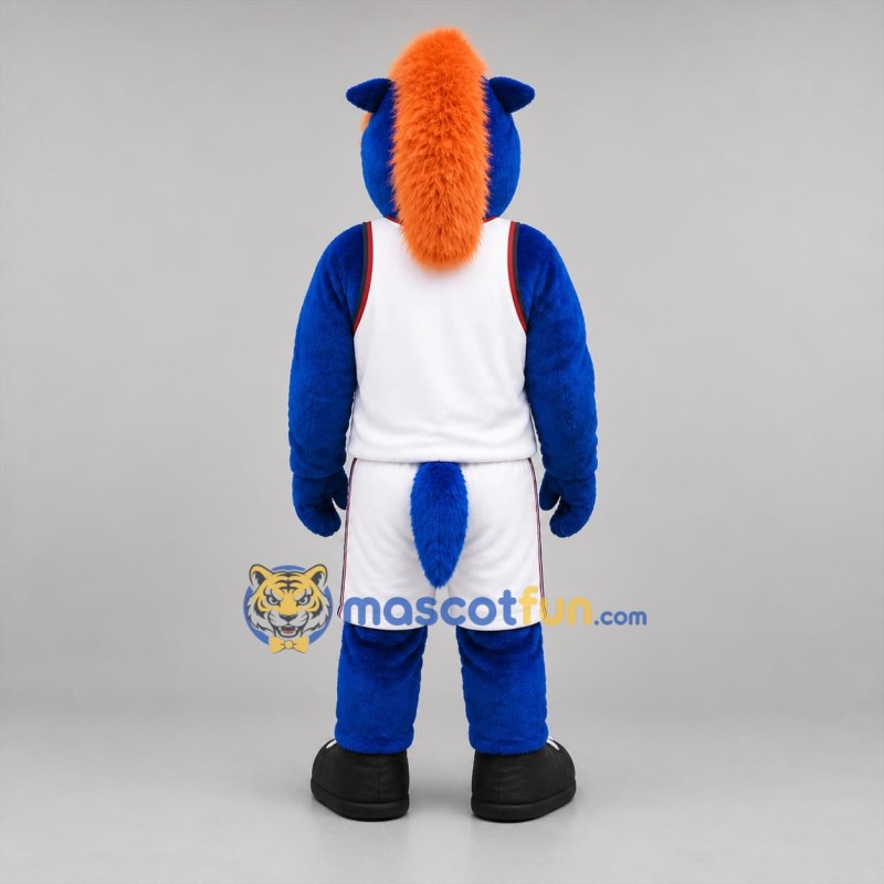 Custom Blue White and Orange Basketball Horse Mascot Costume Adult Full Body Suit for Basketball Games