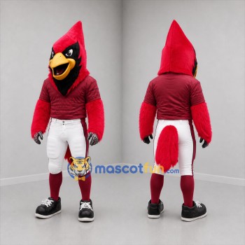 Custom Red and Black Cardinal Mascot Costume Adult Full Body Suit for Sports Events