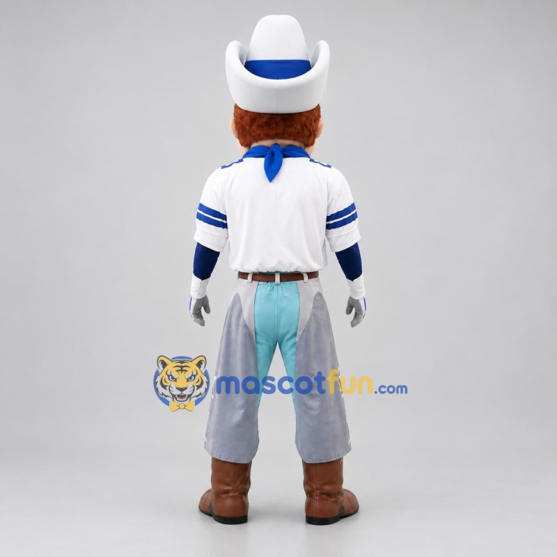 Custom White and Blue Cowboy Mascot Costume Adult Full Body Suit for Western Events