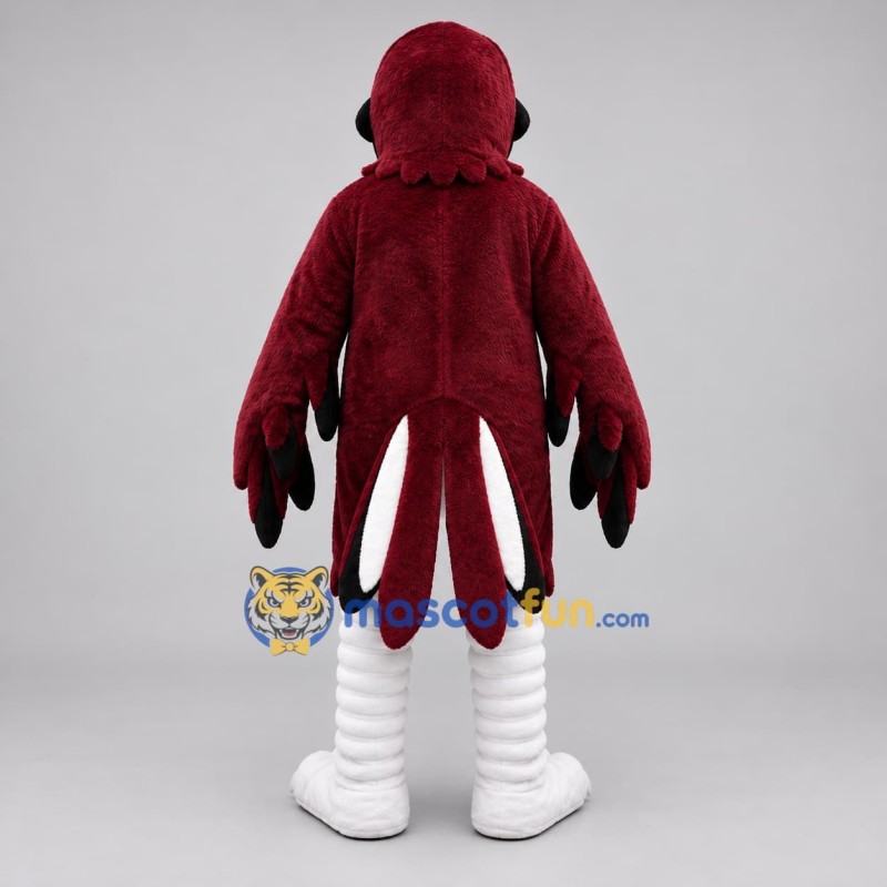 Custom Burgundy and White Eagle Mascot Costume Adult Full Body Suit for Sports Events