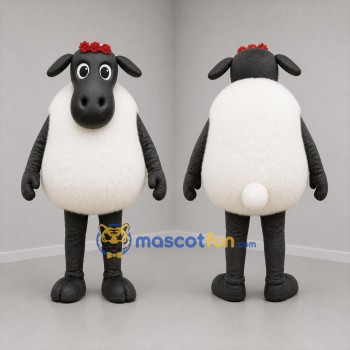 Custom Black and White Sheep Mascot Costume Adult Full Body Suit for Farm Events
