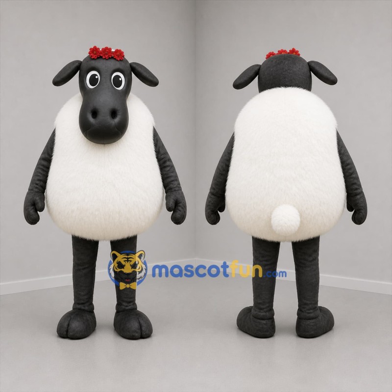Custom Black and White Sheep Mascot Costume Adult Full Body Suit for Farm Events