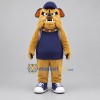 Custom Tan and Navy Blue Bulldog Mascot Costume Adult Full Body Suit for Sports Events